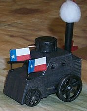 THE TEXAS TEMPEST, STEAM TANK ON LOAN FROM THE TEXAS RANGERS.  TOOK PART IN KEY WEST, CHALUPA FLATS, RED RIVER 2  AND MINOR SKIRMISHES